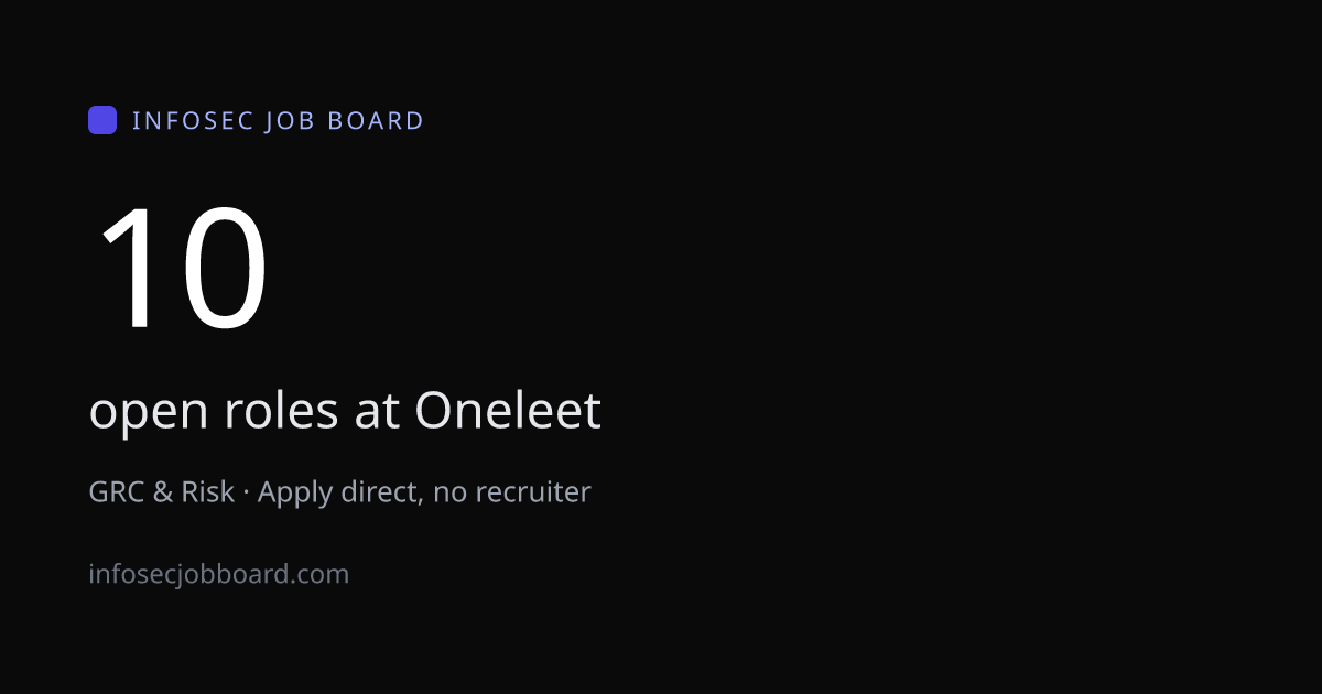 Oneleet Jobs - 9 Open Roles, Apply Direct | InfoSec Job Board